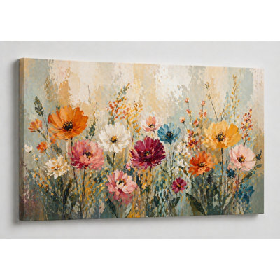 Large Floral Canvas Wall Art Colourful Flower Painting Modern Botanical Living Room Bedroom Decor 24x36 Inch Canvas Print - Ready to hang