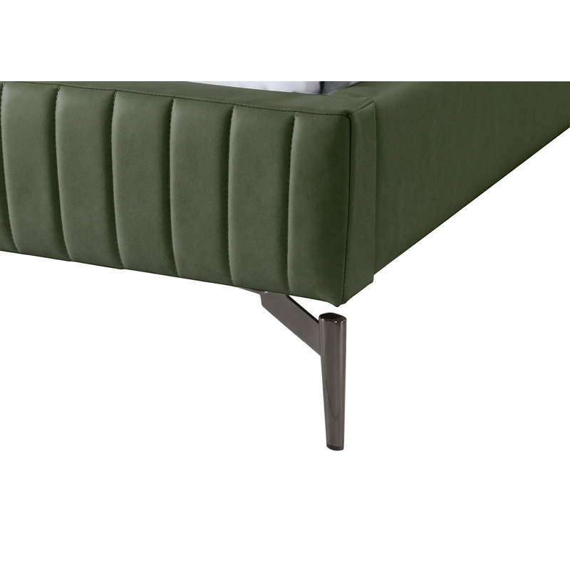 Gallo Upholstered Bed, King, Green Vegan Leather
