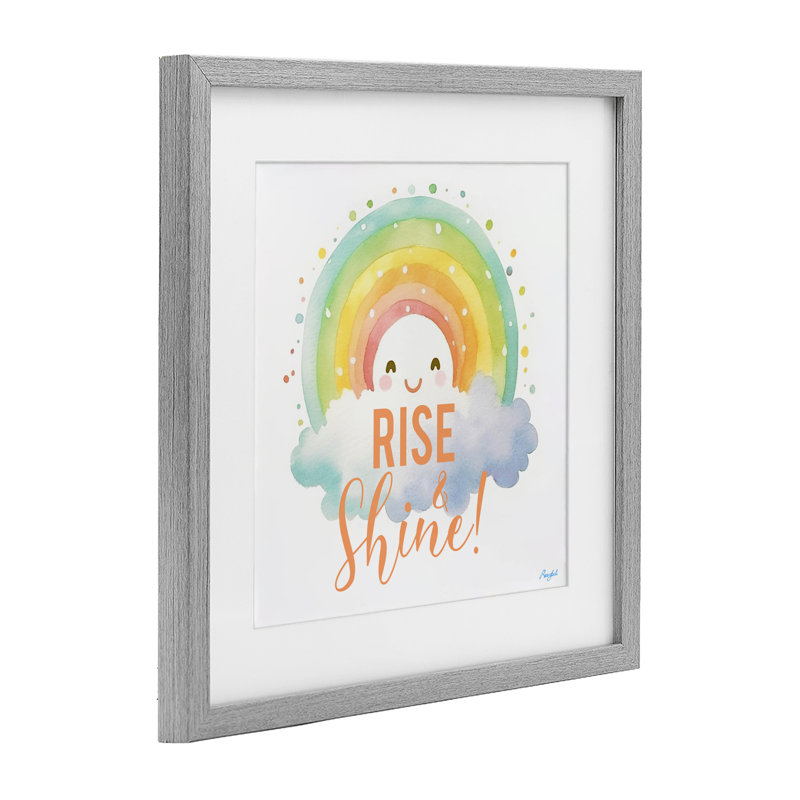 «Rise Shine Happy Rainbow», reproduction encadrée sous verre, conception de Roozbeh, H 13 po x l 13 po, Cadre de ferme gris