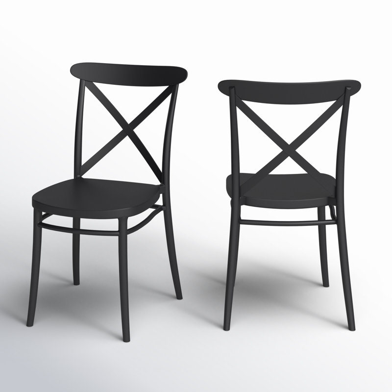 Farrah Stacking Patio Dining Side Chair, Black