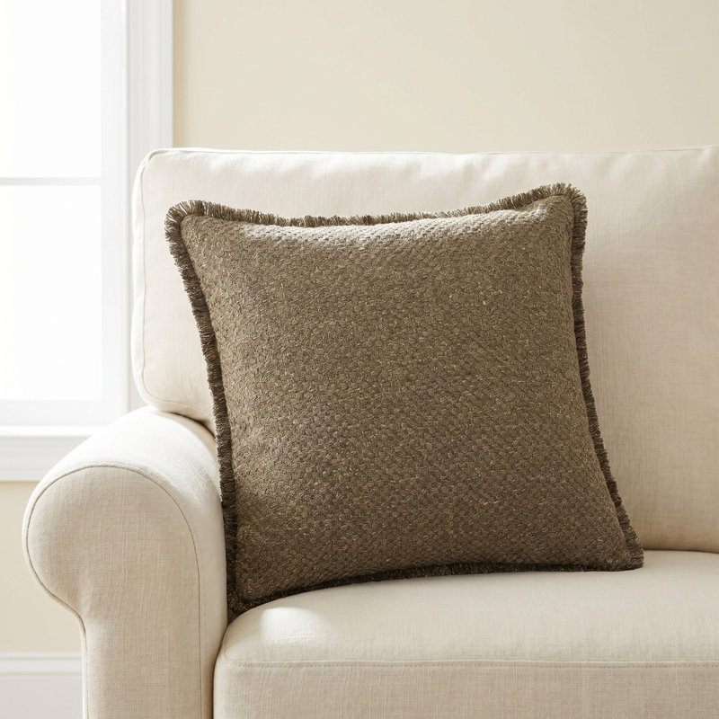 Fringed Cotton Blend Throw Pillow, Natural, Pillow Cover Only - No Insert