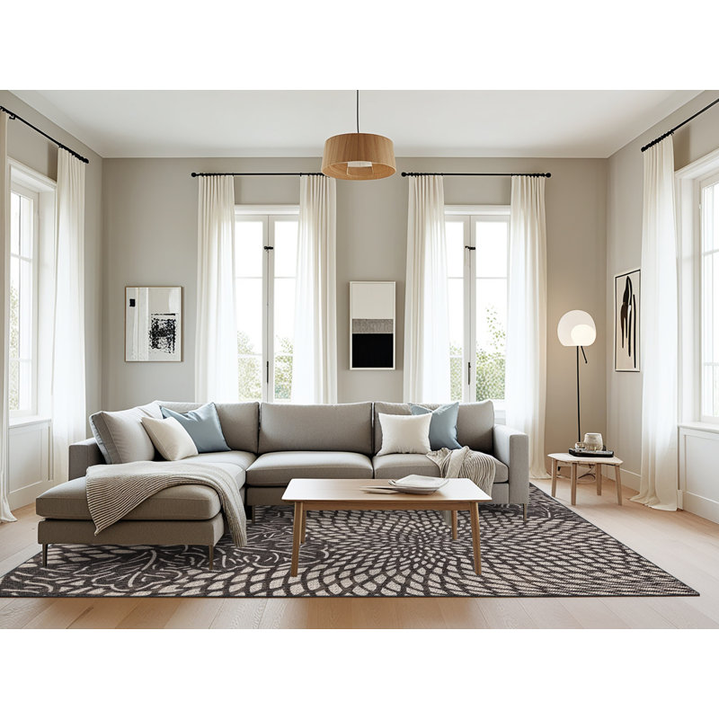 Tapis à motifs gris, Rectangulaire 8 pi x 12 pi