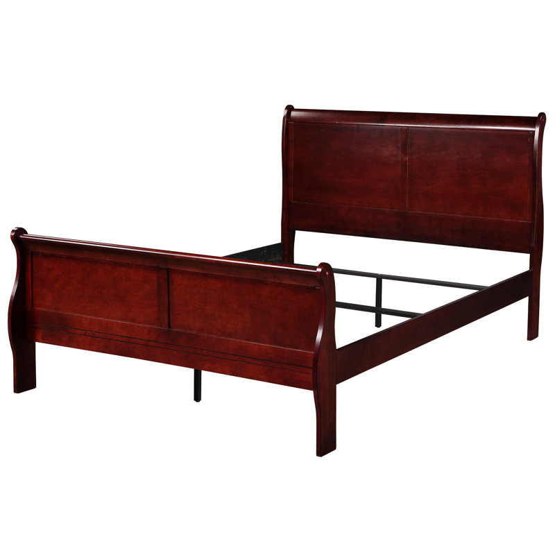 Lit simple avec finition cerisier et tiroir en bois de pin pour chambre à coucher supplémentaire, Cerisier