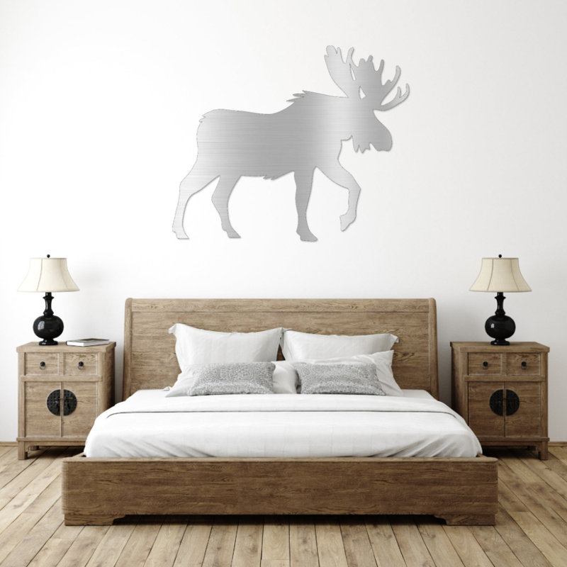 Art mural Crossing Moose, H 35 po x l 35 po x P 0,12 po, Argent