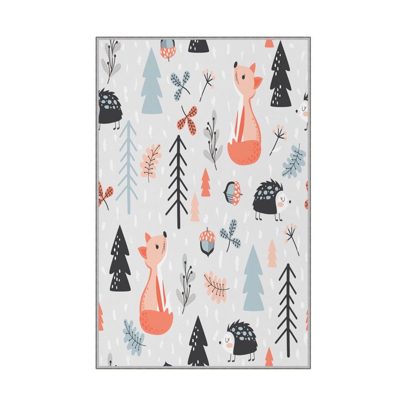Tapis rectangulaire en polyester tissé à la machine orange / gris / blanc 2 pi 7 po x 3 pi 11 po
