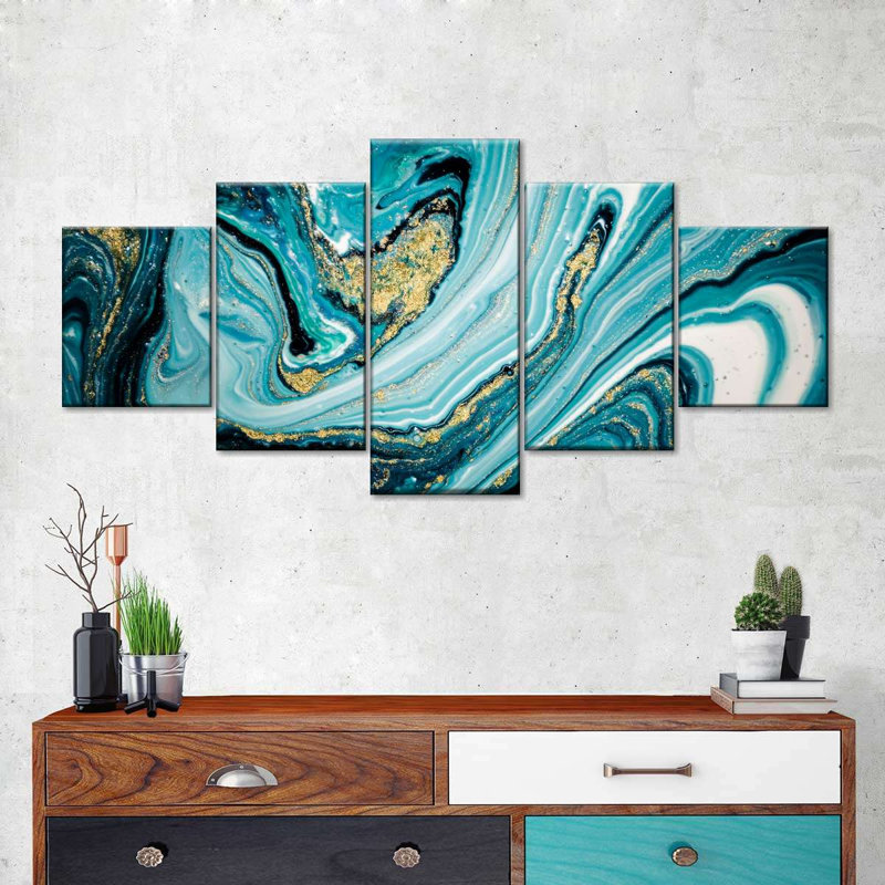 Reproduction d'art sur toile dynamique abstrait, H 92 po x l 42 po x P 1,25 po