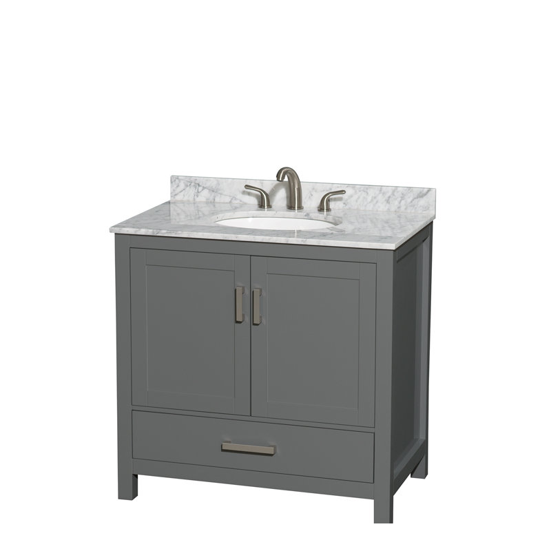 Sheffield 36" Single Bathroom Vanity Set with Mirror, Centerset, Oval, Dark Gray