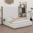 Tall Headboard Upholstered Bed With Vertical Striped And Wingback Design