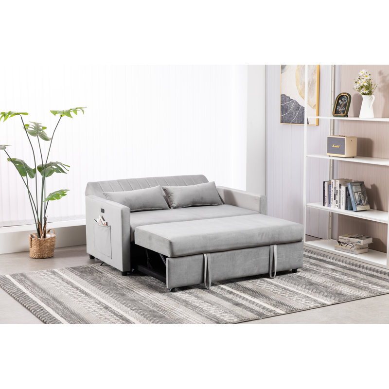 Kusilvak 58'' Velvet Sofa, Gray
