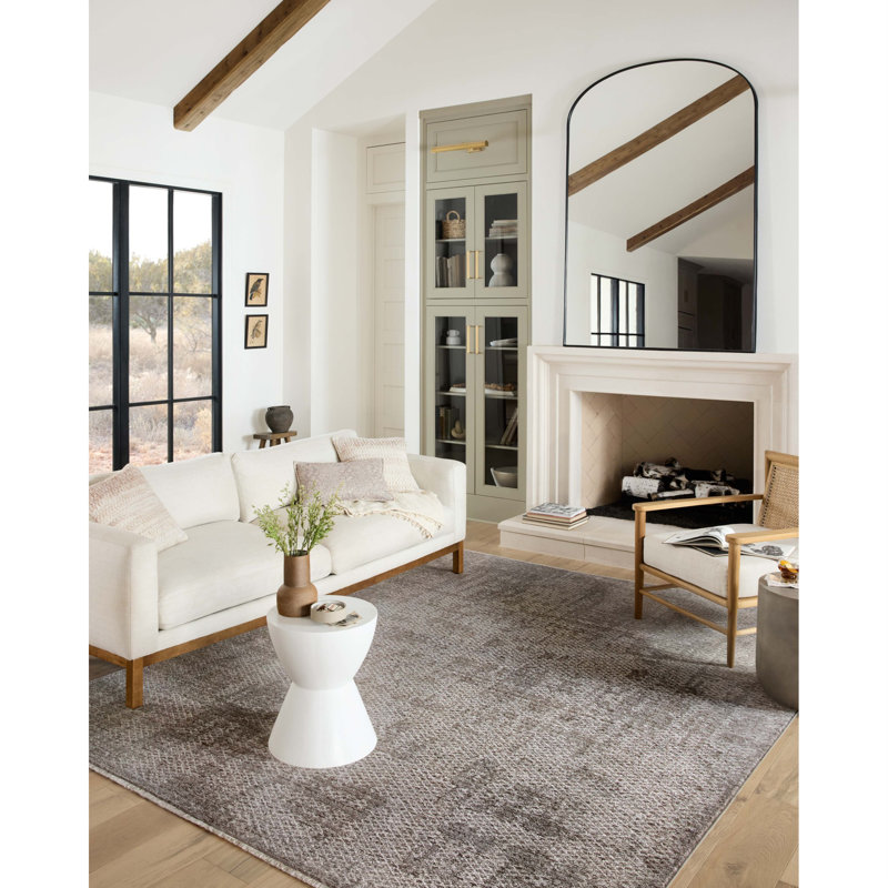 Tapis taupe / colombe abstrait Vance, Tapis de couloir 2 pi 7 po x 12 pi