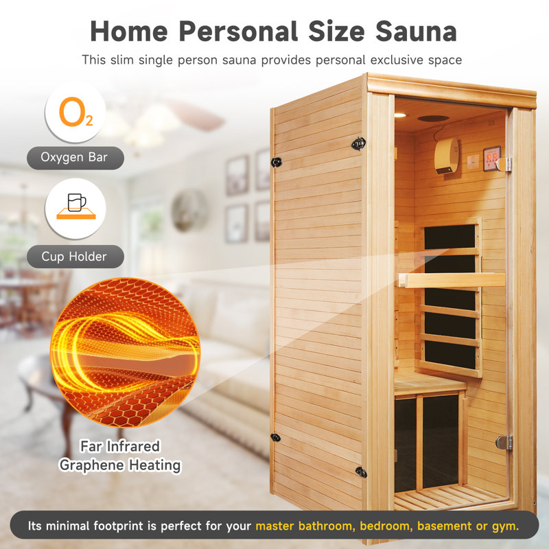OUTEXER 1 - Person Bluetooth Compatible FAR Infrared Sauna in Hemlock