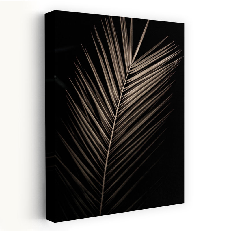 Elegant Sepia Palm Abstract Elegant Organic Palm Nature Tropical Wall Art Print 1 Piece Wrapped Canvas Wall Art