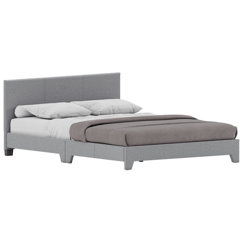 Scipio Upholstered Platform Bed, Double (4'6), Light Grey