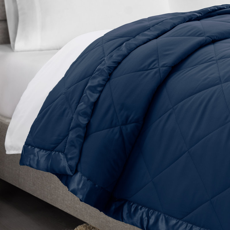Satin Solid Colour Comforter Set, California King Comforter, Navy