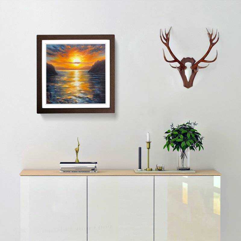 Sunrise Oil Painting No.1 - Framed Print, Walnut