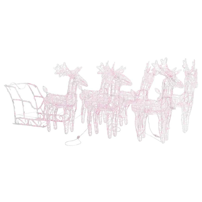 Lighted Reindeer and Sleigh Christmas Decoration with LEDs Acrylic, Blue