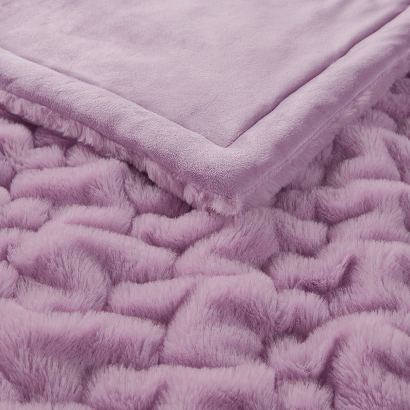 1 PC 50X60" Ruched Throw, Purple