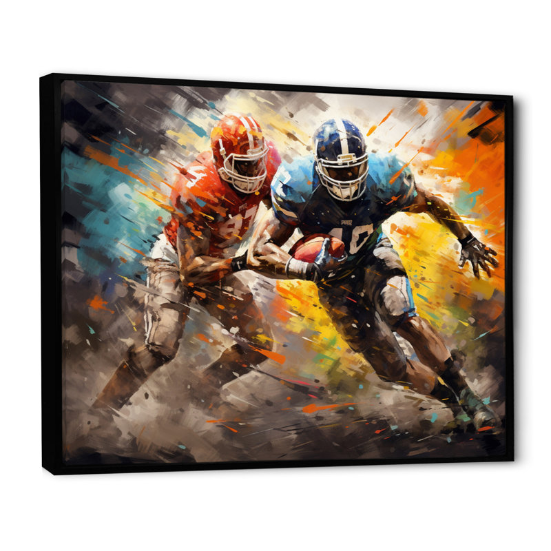Football The Winning II - Sports Wall Decor, 30" H x 40" W x 1.5" D, Black Floater Framed