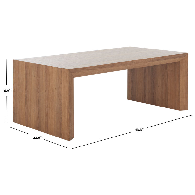 Natural Brown Wood Veneer Rectangular Cocktail Table