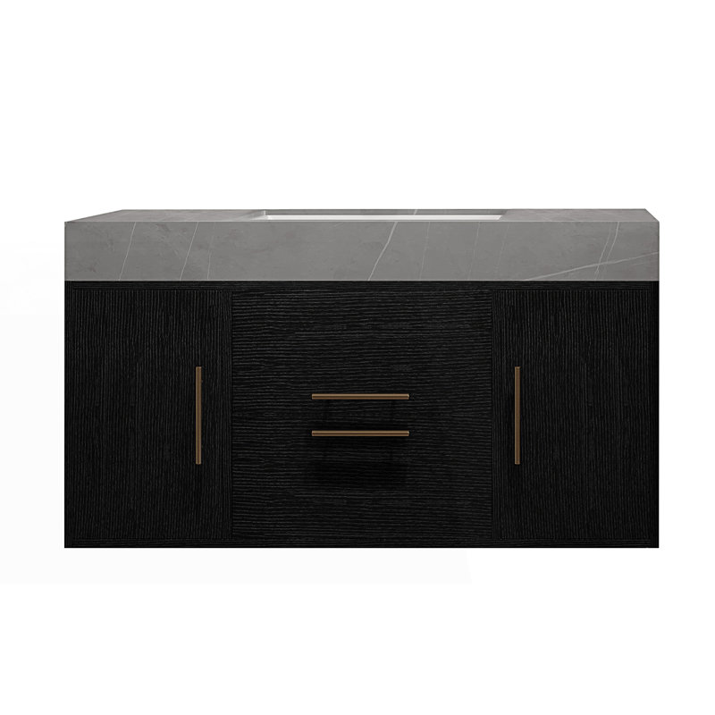 Meuble-lavabo simple flottant avec plateau en faux marbre