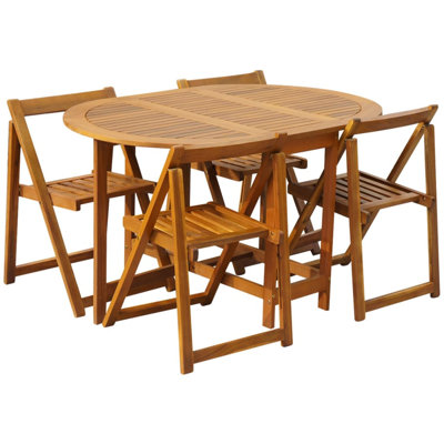 4 - Person Acacia Wood Patio Dining Set with Oval Table
