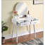 Ensemble de coiffeuse et tabouret contemporain en bois avec 2 tiroirs-1414989089