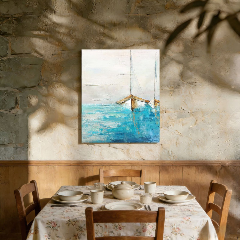 Voilier côtier avec feuille d'or, art mural en bois à l'arrière, 36 x 24