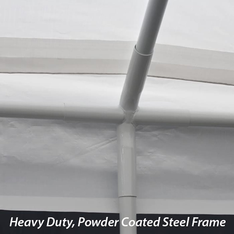Hercules 10ft x 20ft White Metal Frame Enclosed Carport Garage