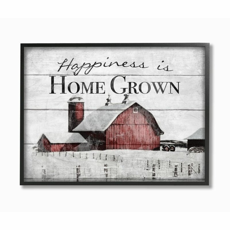 Happiness Is Home Grown Farm Rustic Red Gray