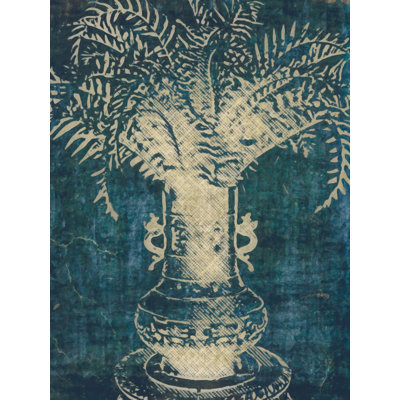Fougère dans un vase Batik sarcelle 30 x 40
