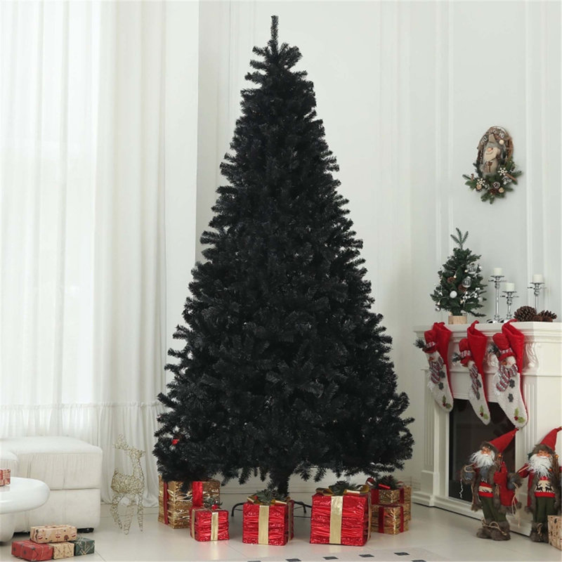 Arbre de Noël moderne non éclairé - arbre artificiel avec support en métal robuste, convenant à la maison, au bureau et à tout décor des Fêtes