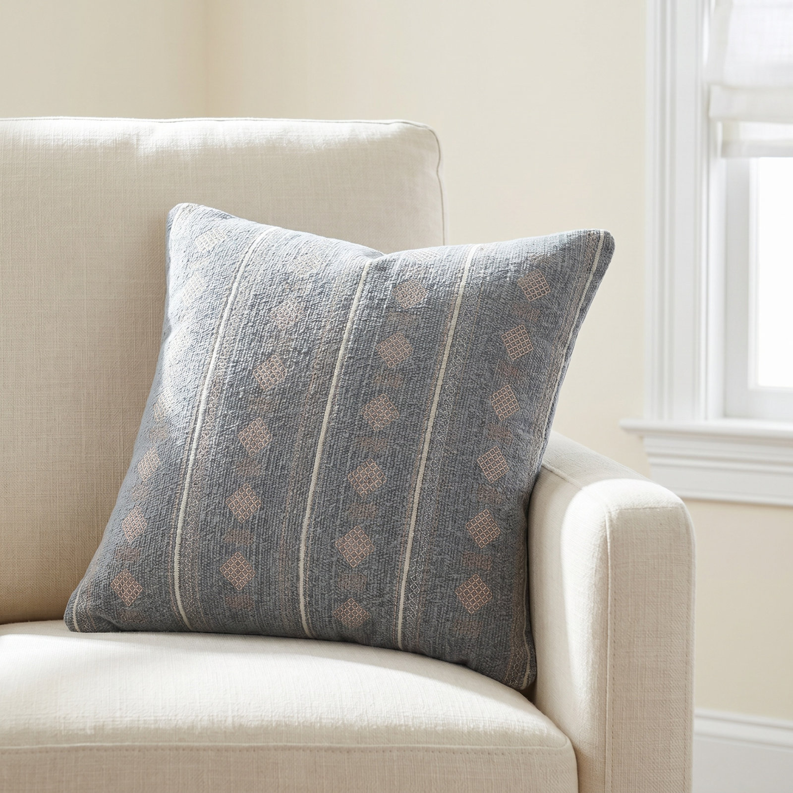 Palomar Striped Cotton Throw Pillow, Polyester/Polyfill