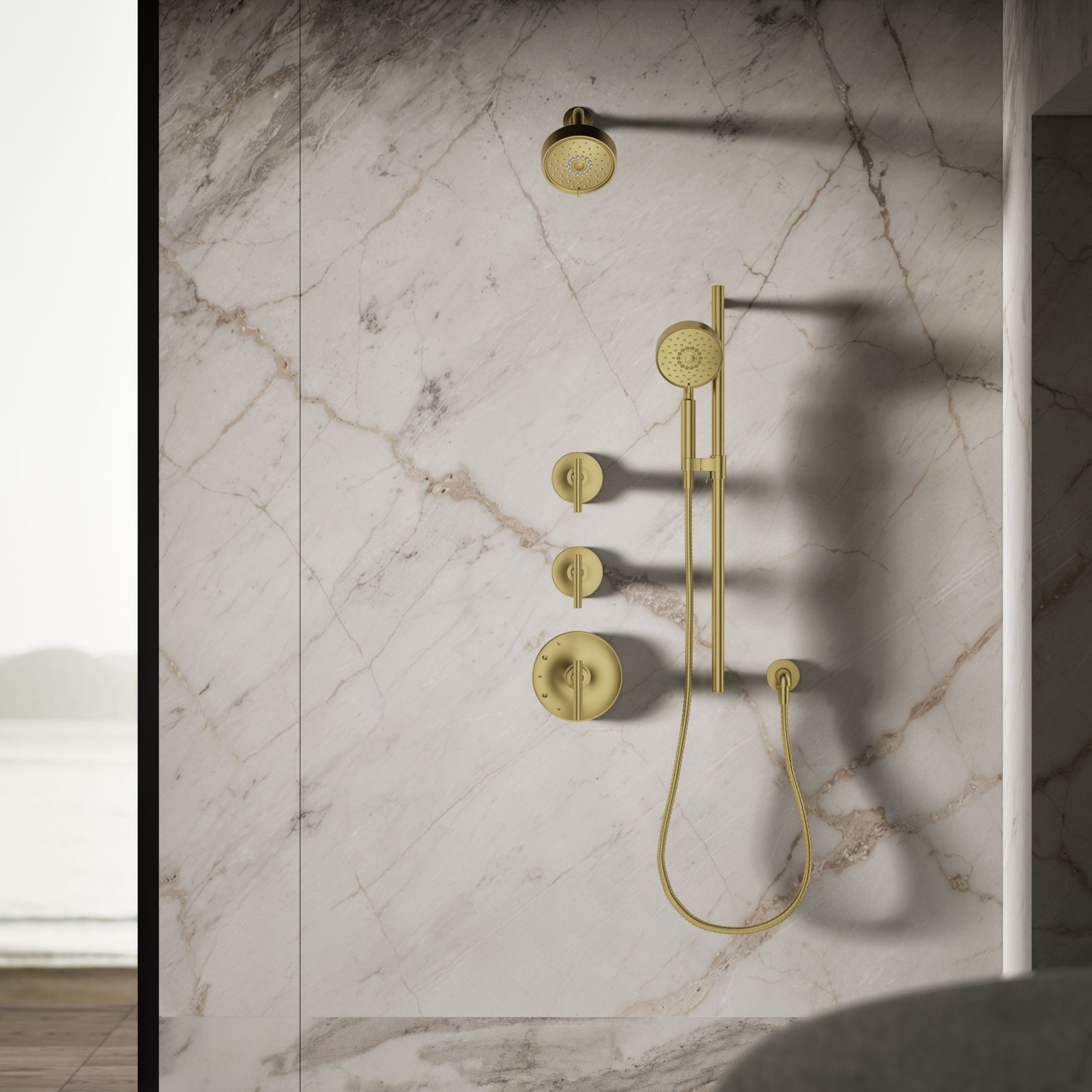 Purist 2.5 GPM 5.5" Wall Mount Showerhead, Vibrant Brushed Moderne Brass