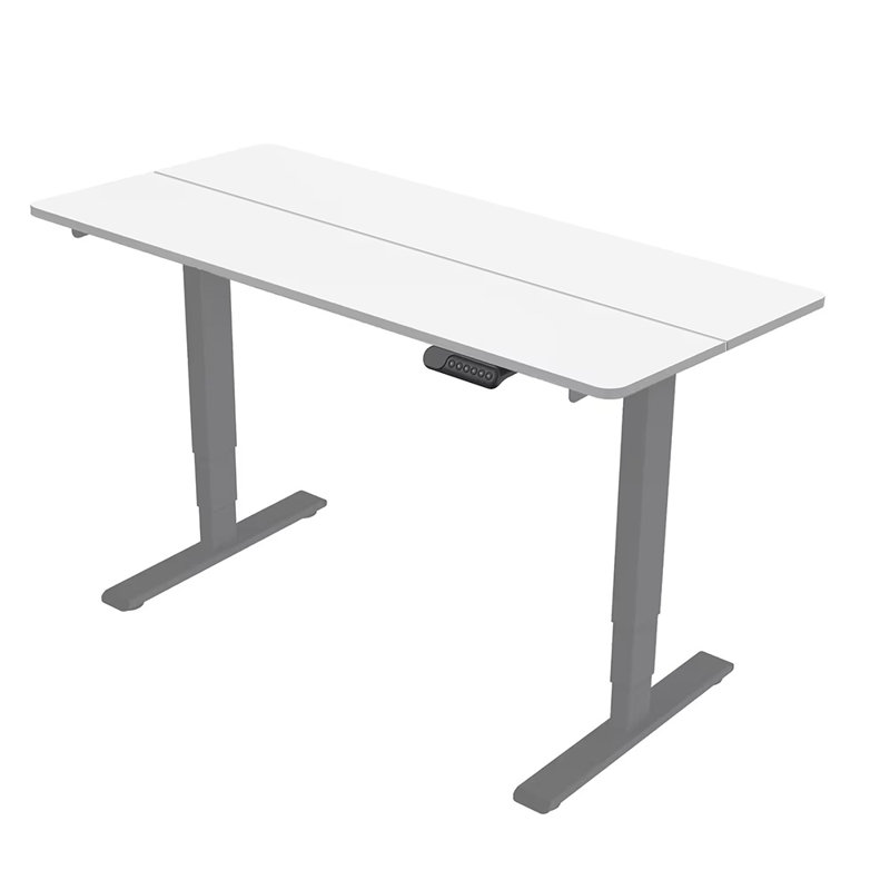 Electric Adjustable Height Standing Desk, 49.21" H x 55.12" W x 13.78" D, White/Grey
