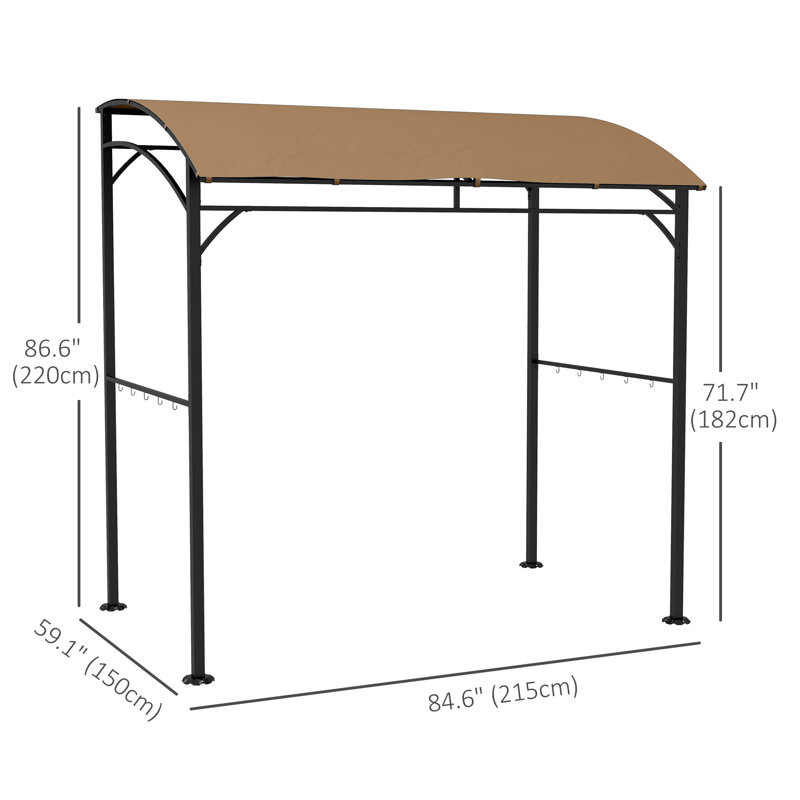 7 pi L 5 pi. D Pavillon de jardin en acier, Brun