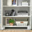 Armoire de cuisine industrielle avec armoire à 4 portes et tablettes de rangement, armoire de rangement autoportante, blanc