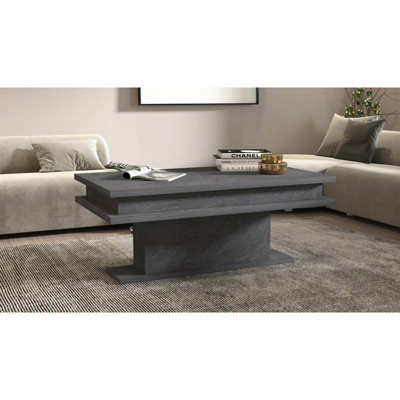 Cazeau Pedestal Coffee Table, Grey