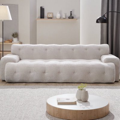Canapé 88 po à 3 places en chenille avec dossier capitonné 88 po Cloud, sans assemblage requis Canapé rembourré en mousse haute densité
