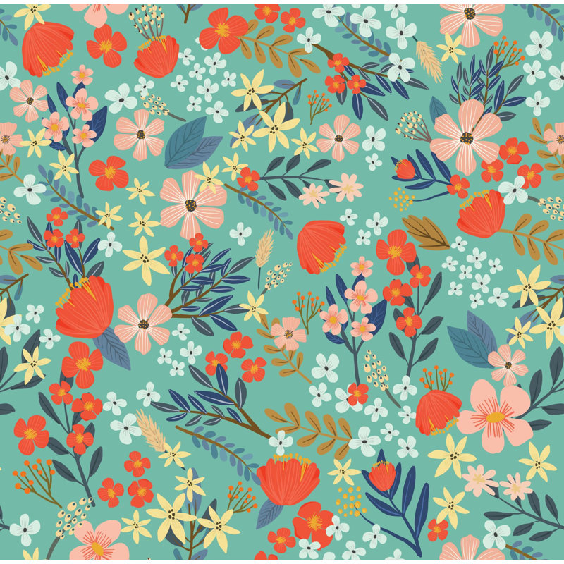 Papier peint Boswell vert floral Margarida, Vert