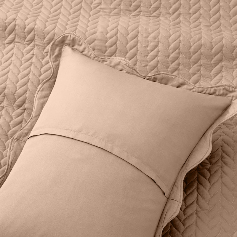 Ensemble très grand de qualité supérieure en microfibre gaufrée avec taies décoratives assorties, Beige
