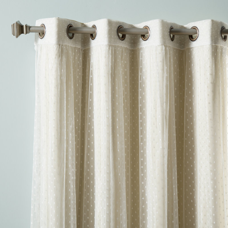 Tulle Polyester Room Darkening Curtain Panels, Beige, 52" W x 84" L