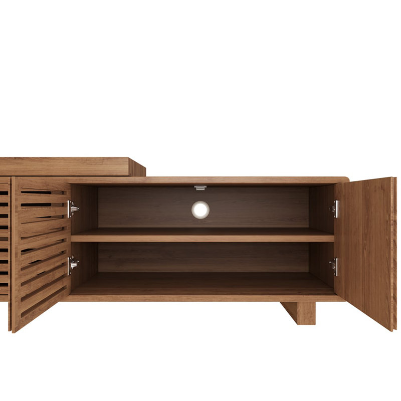 Japandi Retracted & Extendable Tv Stand With 4 Shelves Up To 85"
