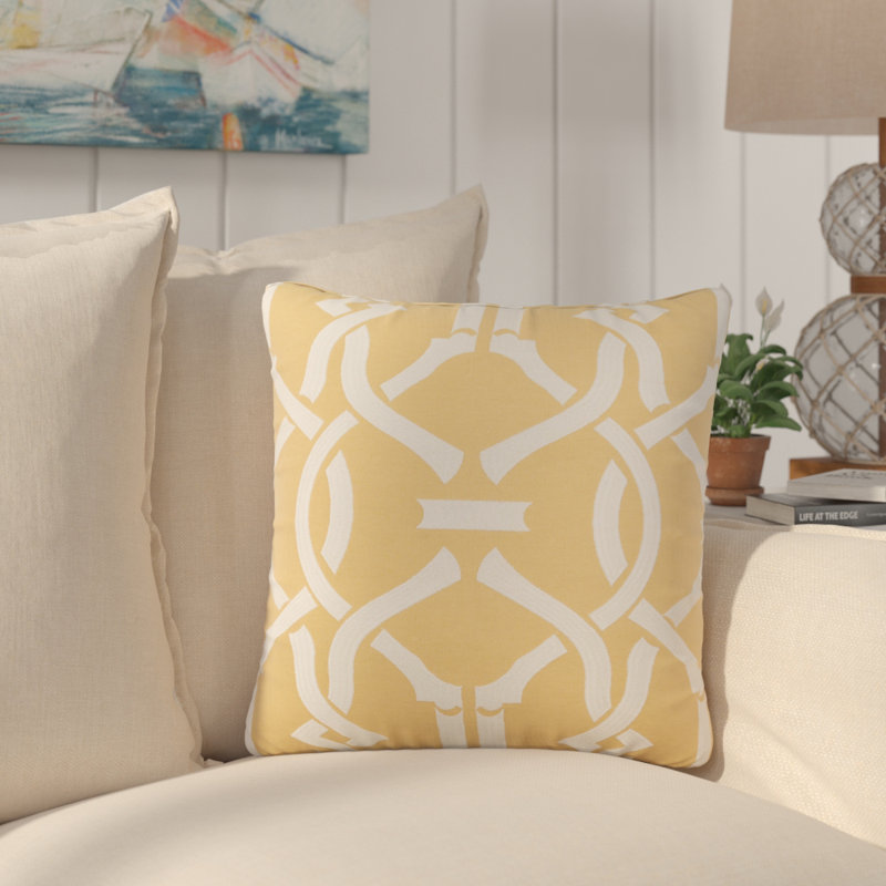Southlake Cotton Down Geometric 10" Throw Pillow, Yellow/ White