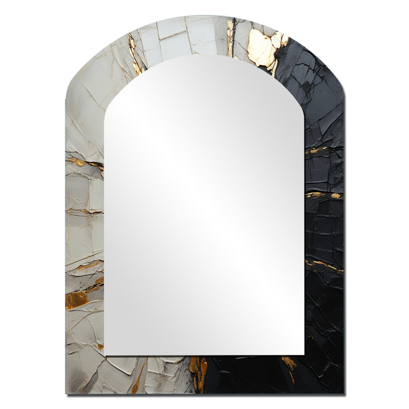 Beige noir minimaliste Poteries - décor de miroir mural arche beige, 34 po x 25 po