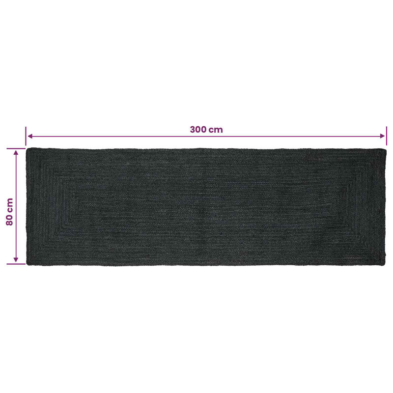 Solid Colour Hand Braided Area Rug, Runner 80 x 300 cm