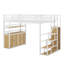 Lit mezzanine double en métal avec garde-robe de rangement-283356980