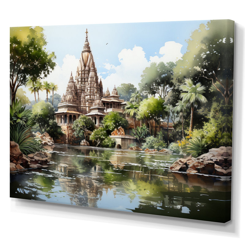 Temple indien d'art sérénité II, H 34 po x l 44 po, Toile tendue