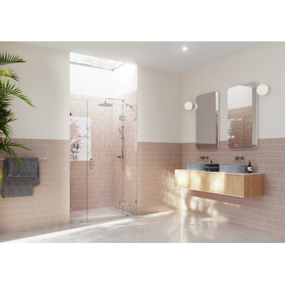 Stellar 49.25 in. W x 78 in. H Fully Frameless 3 Panel Inline Glass Hinged Shower Enclosure