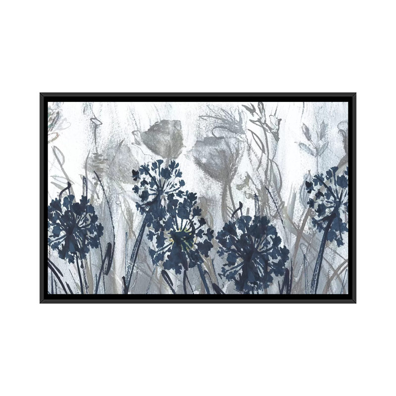 «Indigo Field» par Susan Jill - estampe numérique sur toile tendue, Toile encadrée, H 32 po x l 48 po, Noir