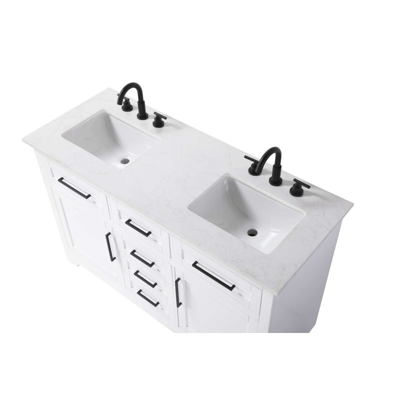 Meuble-lavabo double 54 po blanc, 54", Blanc
